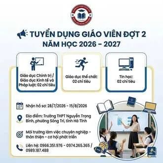 THÔNG BÁO TUYỂN GIÁO VIÊN ĐỢT 2 NĂM HỌC 2026 - 